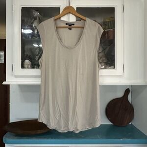 KENNETH COLE NY Soft Shimmering Blouse Size XL Top Gold Metallic Cap Sleeve Chic